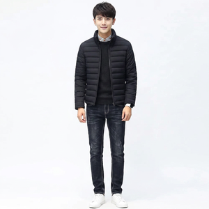 Best Selling Pakistan Manufacturer Winter Long Sleeve Canvas Stand Collar Zipper Front Plain Dyed Puffer <b>Jacket</b> for <b>Men</b> - Product Image 1