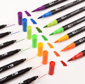 热卖定制36色双尖毛笔记号笔，带聚氯乙烯袋。 - Product Image 4