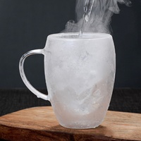 Vente en gros de tasses à café en verre borosilicate à double paroi faites à la main avec logo personnalisé