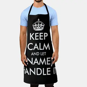 MYGO Custom Logo Funny BBQ Apron Party Black Cotton Polyester Waterproof Bib Neck Barbecue Apron