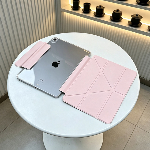 Slim Multi- Angle Magnetic Folding Stand Tablet Cover for iPad Mini 6 Mini 7 Clear Tablet Acrylic Back Case with Pen Slot