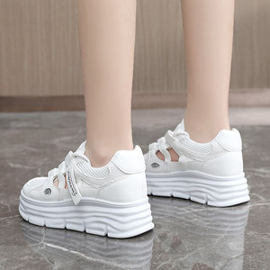   Chaussures à lacets sportives et confortables pour femmes, avec talon compensé intérieur en diamant, respirantes et antidérapantes, pour l'été, le printemps et l'automne - Product Image 4