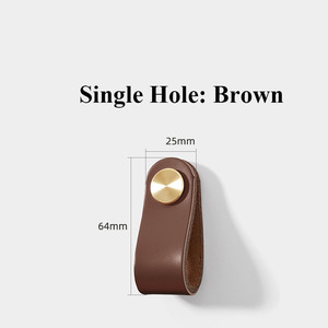 Factory Colorful Wardrobe Cupboard Single Hole Soft Leather Brass Button Drawer Pull <strong>Knob</strong> Handles for Kitchen Cabinet - Product Image 3