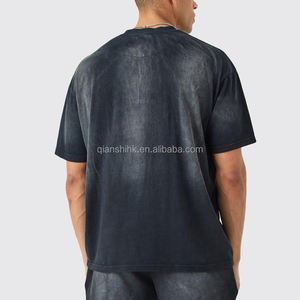 Nouveaux t-shirts vintage surdimensionnés personnalisés pour hommes, t-shirts d'été avec logo, col montant, coton uni, délavage à l'acide, t-shirts vierges pour hommes - Product Image 4