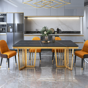 ชุดโต๊ะอาหาร6เก้าอี้พร้อมเฟอร์นิเจอร์ห้องรับประทานอาหารขาเหล็กคาร์บอน - Product Image 6