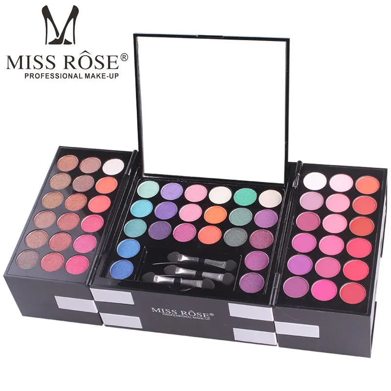 Miss Rose 142 Colors Multilayer gấp Eyeshadow 3 lông mày bột và đỏ mặt bền không thấm nước tạo ra hoàn hảo trang điểm