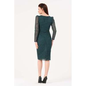 Robe de soirée fourreau 1619, taille naturelle, col bateau, en organza avec couche transparente, noire - Product Image 6