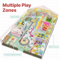 Área de Juegos Interior para Niños Pequeños MacaronColor, Tobogán Infantil, Piscina de Pelotas, Tienda Simulada, Vinilo Residencial ISO9001