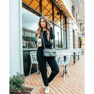 Combinaison femme FOXA à manches longues, épaules dénudées, taille haute, tricotée, décontractée, automne, tenue de voyage, mode - Product Image 2