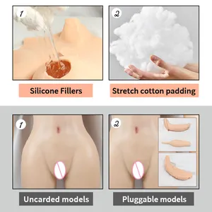 ONEFENG Silicone Boobs Meme Vagina Terno De Corpo Inteiro para Crossdresser Arraste Rainha Peito Forma Nádegas Pad Placa Peito Falso Bichano