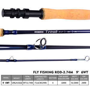 Newbility مقبض عالي الجودة ذبابة صنارة صيد 9 "Wood m 6wt 8wt كربون 4-knot ذبابة صنارة صيد - Product Image 3
