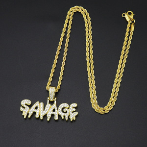 यूरोपीय और अमेरिकी व्यक्तित्व रैप डायमंड हिप हॉप प्रेमी पेंडेंट चमकदार चमकदार ट्रेंडी हार - Product Image 5