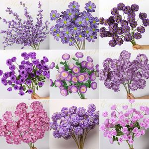 Flores Artificiales de Tallo Único en Color Morado, Mezcla de Plástico y Seda PU, Decoraciones para Bodas, Estilo Romántico y de Ensueño - Product Image 4