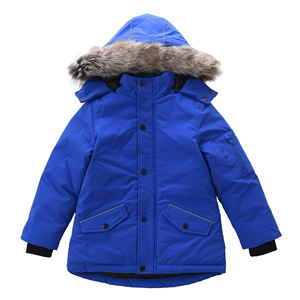Doudoune d'hiver chaude à capuche pour garçons <span class=keywords><strong>Parka</strong></span> épaisse et imperméable pour enfants Manteau solide avec fausse fourrure - Product Image 1