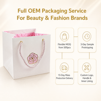 Sac cadeau en papier avec logo personnalisé, emblème rose doré, impression dorée, fabricant OEM, marque privée pour boutiques