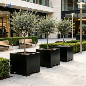 Jardinière carrée d'extérieur ML, moderne et minimaliste, en métal, pour plantes vertes de jardin - Product Image 3