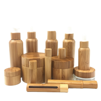 Botol Kosmetik Bambu Ramah Lingkungan, 1Oz 2Oz 4Oz 8Oz 16Oz dengan Tutup Bambu Grosir Stoples Pompa Bambu Kaca