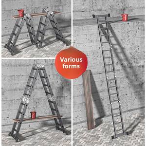 <span class=keywords><strong>Escalera</strong></span> de Ingeniería Multifuncional <span class=keywords><strong>Plegable</strong></span> en Cuatro Secciones con Tubos de Acero al Carbono Reforzados, Diseño <span class=keywords><strong>Plegable</strong></span> Antideslizante, Capacidad de Carga de 150 kg - Product Image 5