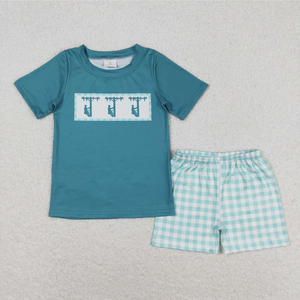 Sibling Baby Boys Linemen Cars Shirt Top Short Summer <b>Clothes</b> Sets - Product Image 2