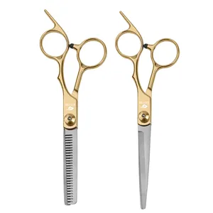 6 Inch Haircut Scissors Set Gold Color Handle Household Scissors For Hair Beauty Salon Hair Thinning Scissors