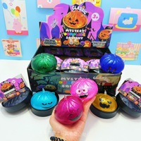Jouet Squishy Boîte Mystère Halloween, Forme Boule, avec Pointe Plissée Torsadée, Oreilles de Diable Translucides Pointues, Paillettes Dorées Intérieures Scintillantes, à Remontée Lente