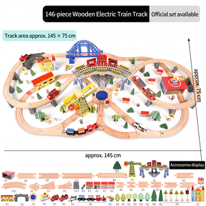 Meilleure vente de trains de luxe en bois jouets de piste ensemble de <span class=keywords><strong>train</strong></span> <span class=keywords><strong>électrique</strong></span> <span class=keywords><strong>jouet</strong></span> Montessori jouets éducatifs pour enfants tout-petits garçons et filles - Product Image 2