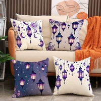 Housse de coussin Ramadan, décoration du Moyen-Orient, coussin lanterne en lin, résistant aux taches, décoration intérieure, coussins pour les fêtes islamiques
