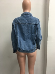 D0702DJ09 nuova <span class=keywords><strong>giacca</strong></span> di <span class=keywords><strong>Jeans</strong></span> lavata a tracolla 2023 Plus Size azzurra per <span class=keywords><strong>donna</strong></span> Sehe Fashion - Product Image 4