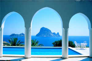 Mural de Pared con Diseño Moderno de la Iglesia de la Cúpula <span class=keywords><strong>Azul</strong></span> al Atardecer de Santorini, Impermeable, Fácil de Instalar, para Dormitorio, Hotel, Baño - Product Image 4