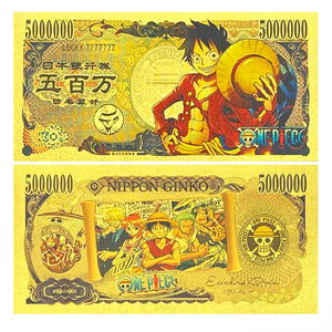 Ensemble <span class=keywords><strong>de</strong></span> billets <span class=keywords><strong>de</strong></span> banque en feuille d'or sur le thème <span class=keywords><strong>de</strong></span> l'aventure <span class=keywords><strong>pirate</strong></span> classique, plaqué or 24 carats, carte commémorative en PVC imperméable, souvenir d'anime, cadeau - Product Image 2