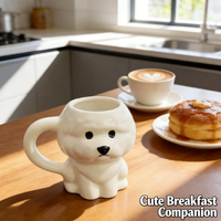 Nueva Taza de Cerámica Creativa con Diseño de Cachorro de Bichón, Linda Taza de Cerámica con Forma de Cachorro para Oficina, Taza de Agua para Oficina, Regalos Prácticos