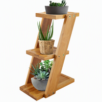 Support de fleurs en bambou en gros, étagère à plantes en bambou à 3 niveaux, support de plantes de table pour succulentes et herbes