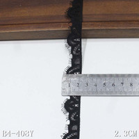 Nouvelle garniture de dentelle de cils de fleur étroite en Nylon pour sous-vêtements décoratifs 2cm tissu de dentelle élastique noir