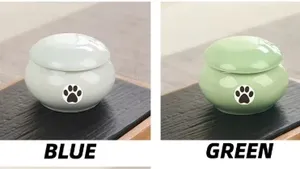 Urna de Cinzas de Animais de Estimação com Impressão de Pata, Urna Memorial de Cremação, Lembrança de Cerâmica para Cinzas de Cães - Product Image 6