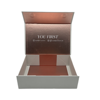 Boîte cadeau magnétique blanche de petite taille de qualité supérieure avec logo estampé or rose, boîte d'emballage cosmétique personnalisée