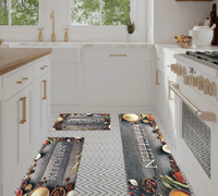 Ensemble de tapis de cuisine géométriques modernes avec motifs abstraits hexagonaux, triangulaires et parallélogrammes, en mousse PVC, anti-fatigue, antidérapant
