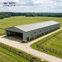 Structure en acier préfabriquée pour manège couvert et écurie, idéale pour l'entraînement équestre