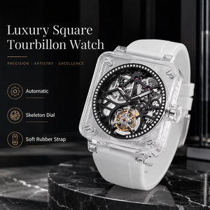Luxury Square Tourbillon <strong>Automatic</strong> Mechanical <strong>Watches</strong> for Men Luminous Skeleton Rubber Sport Wristwatch Clock - Product Image 6