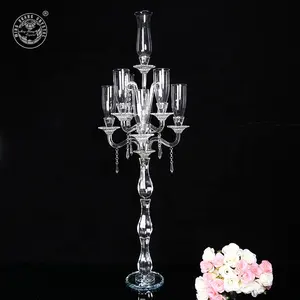 Candelabros de cristal transparente Mh-zt188, castiçal de decoração de casamento