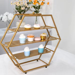 Supporto <span class=keywords><strong>per</strong></span> Cupcake rotondo a 3 livelli in metallo dorato esagonale Desssert espositore <span class=keywords><strong>per</strong></span> <span class=keywords><strong>antipasti</strong></span> supporto <span class=keywords><strong>per</strong></span> torta di compleanno di nozze <span class=keywords><strong>per</strong></span> feste - Product Image 6