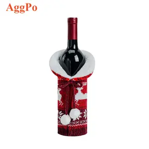 Coperchio della bottiglia di vino di natale maglione lavorato a maglia-abito da bottiglia di vino babbo natale renna pupazzo di neve-decorazioni per feste maglione di natale