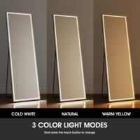 Fabricants en gros 3 modes de couleur Gradation progressive Miroir de corps sur pied éclairé pour salon avec lumière LED
