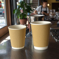 Gobelets à café en papier ondulé enduit biodégradable et recyclable de la marque King Garden, couleurs personnalisées, avec couvercles – Vente chaude