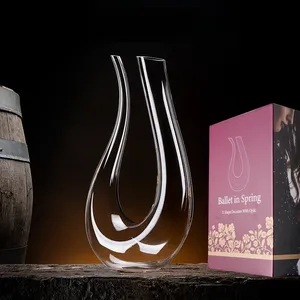 U forma di ispessimento moderno vetro di lusso ad alta trasparenza cristallo di vino rosso Decanter set di bottiglia con vetro e portabicchieri