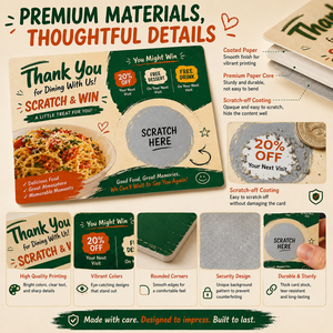 Tarjeta Rasca y Gana Personalizada a Todo Color con Temática de Comida, Pizza y Hamburguesas para Eventos de Centros Comerciales y Premios de Sorteos - Product Image 5