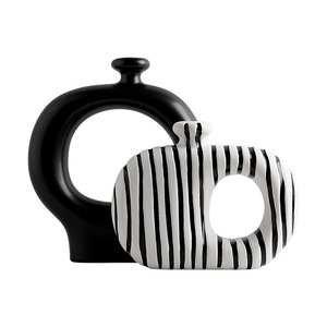 Vaso di ceramica a strisce bianche nere nordiche Creative decorazioni floreali moderne di fascia alta - Product Image 6