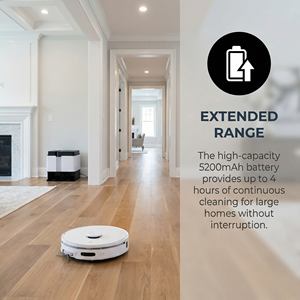 Aspirateur robot et serpillière avec aspiration de 20000 Pa, serpillière extensible et brosse latérale, robot aspirateur et laveur pour la maison - Product Image 3