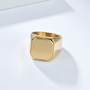 Anillo de acero inoxidable liso y cuadrado de estilo yunnique para hombre, sencillo, moderno, hip-hop, comercio electrónico transfronterizo, grabado - Product Image 3