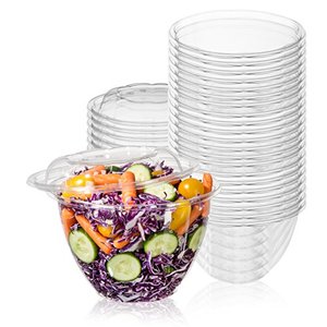 Contenitore per insalata trasparente contenitore per gastronomia contenitore per imballaggio alimentare in plastica ciotola rotonda contenitori per insalata rotondi 18oz 24oz 32oz 48oz 64oz - Product Image 2
