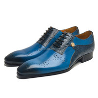 Chaussures habillées en cuir de vachette pour hommes, style Brock, à lacets, avec perforations gravées et motifs embossés, pour affaires, mariage, bureau et soirée